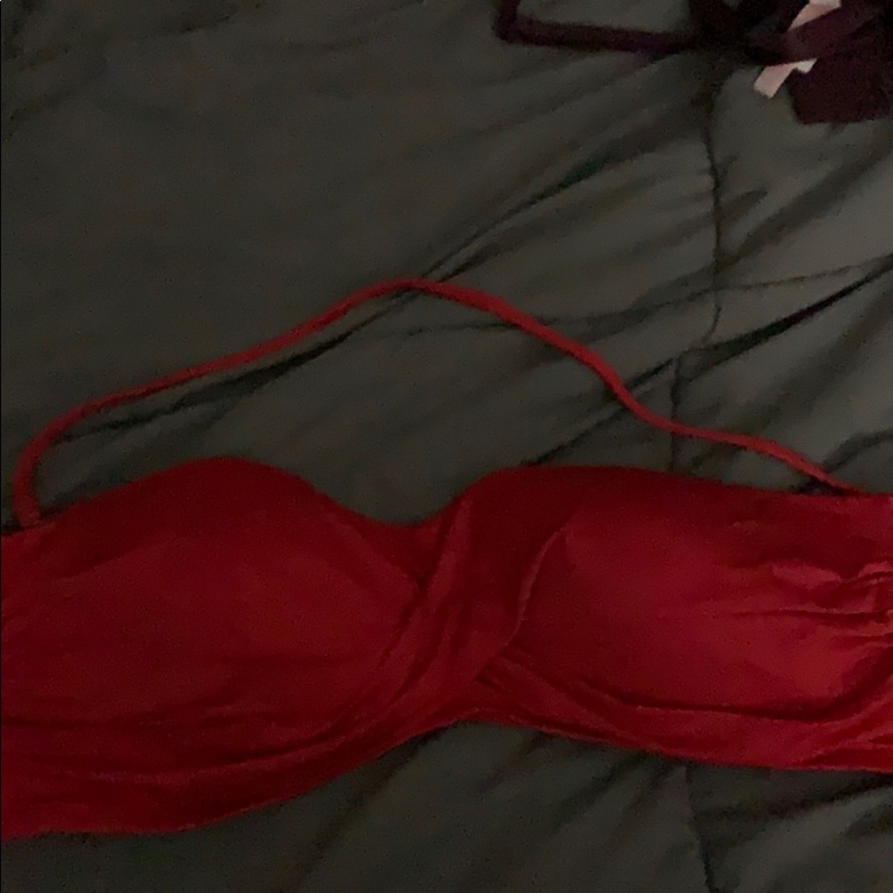 red bandeau bathing suit top XL